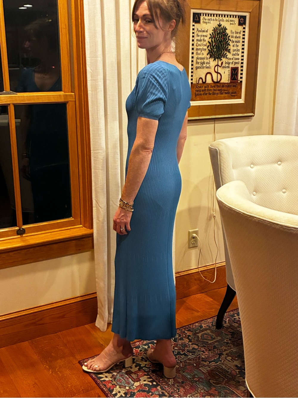 Boden Sky Blue Ribbed Short-Sleeve Midi Dress